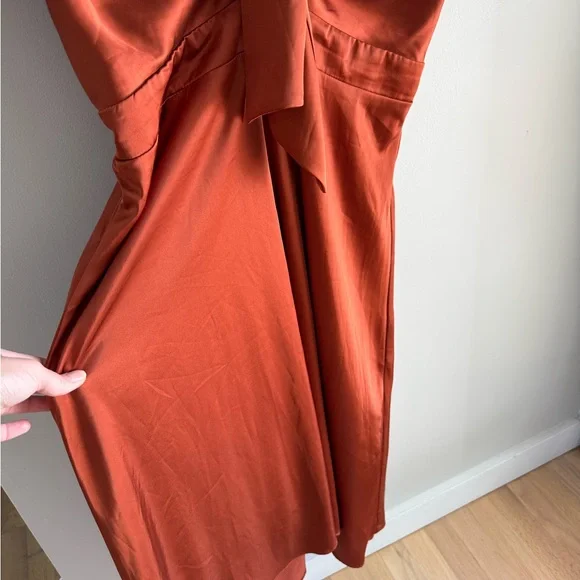 Baltic Born Poppy Satin Midi Dress - Rust Burnt Orange - Size Extra Large XL - Picture 8 of 14
